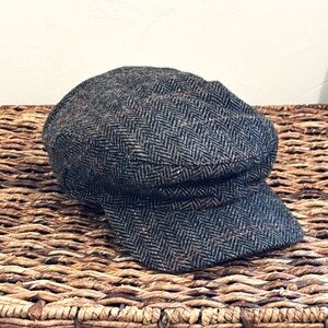 Wigens Harris Tweed Longshoreman Cap with earflaps Swedish Plaid 100% Wool